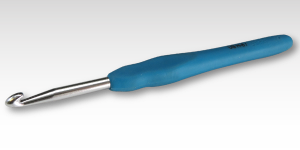 A metal tool on a gray background.