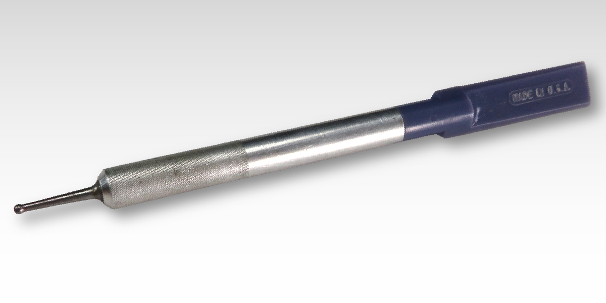 A blue drill with a blue handle.