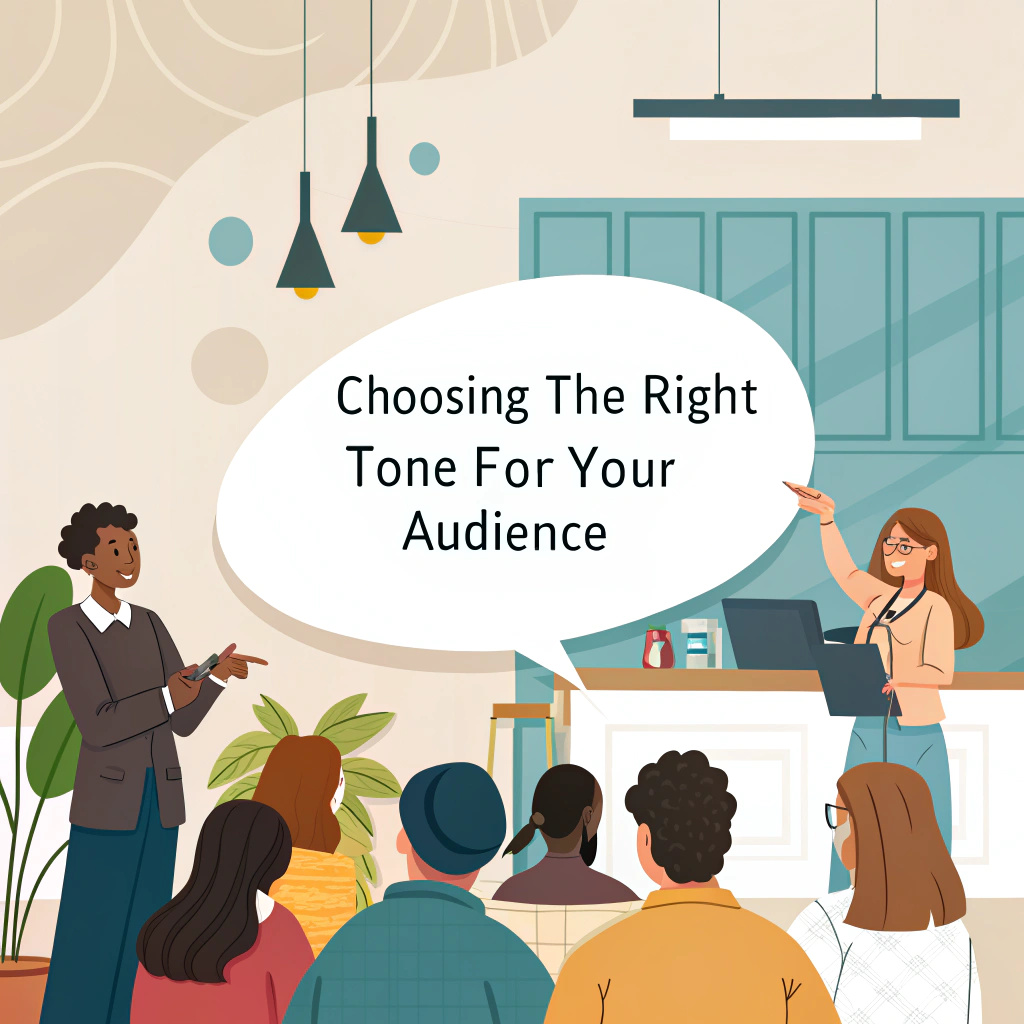 A person selecting color swatches, symbolizing the importance of tone in communication for different audiences.