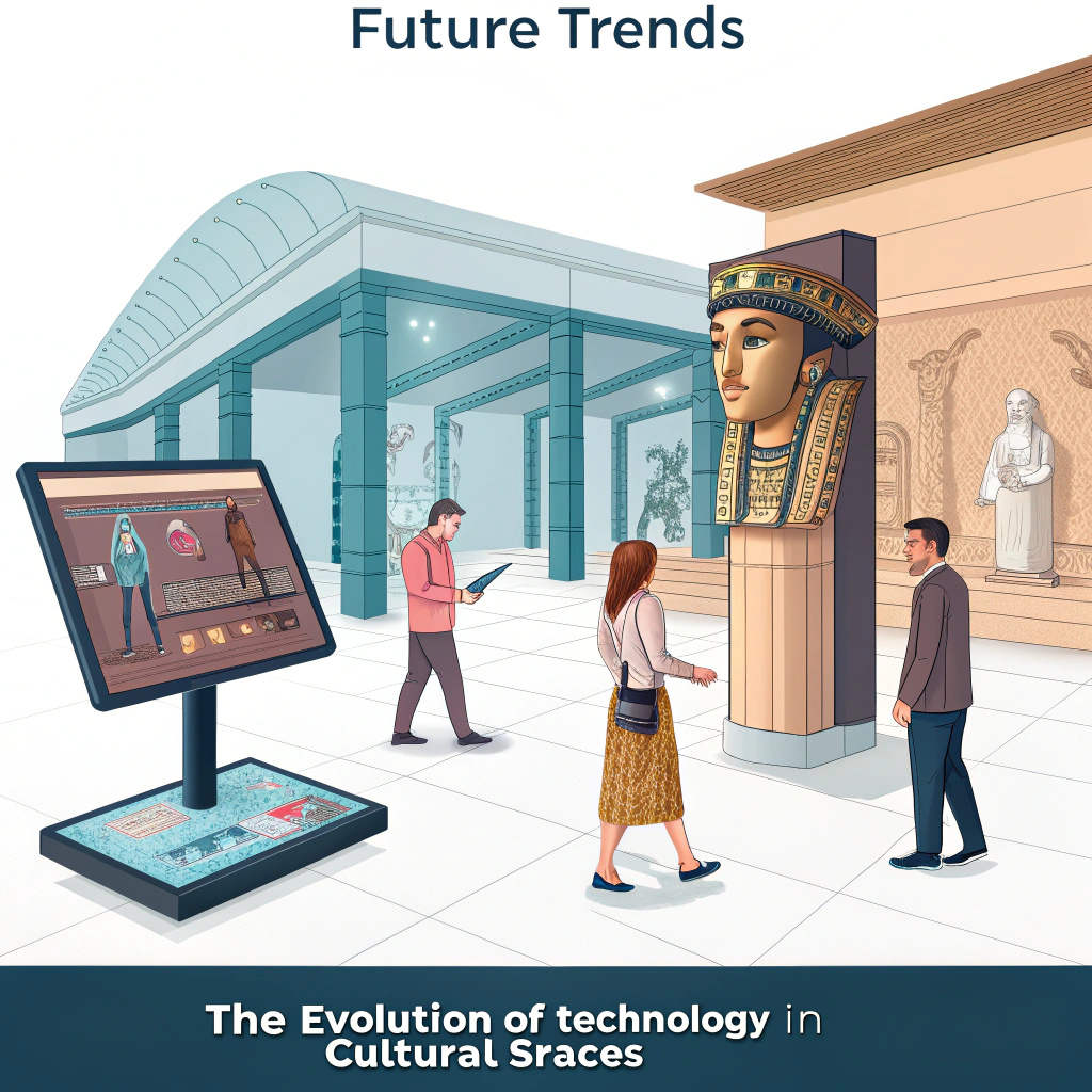 Visual representation of future technology trends shaping cultural spaces and their evolution over time.